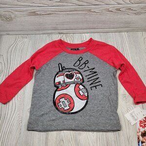 Valentines Day Star Wars BB Mine Raglan Toddler Shirt‎ Disney Mad Engine 18M